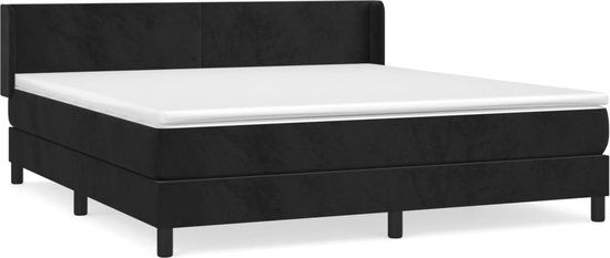 vidaXL Boxspring met matras fluweel zwart 180x200 cm