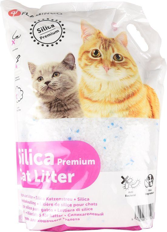 Flamingo Kattenbakvulling Silica Premium 10L - Grove Korrels - 8 Weken Frisse Geur