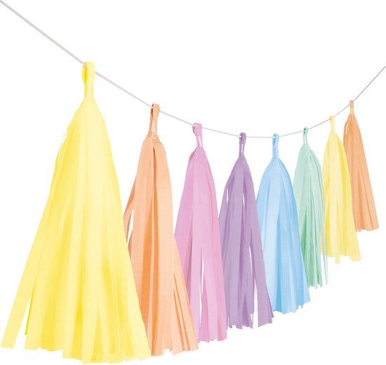 Amscan Tasselslinger 3 Meter Papier Pastel Regenboog