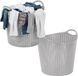 Storage Solutions wasmand - 2x - opbergmand - flexibel - zilver grijs - 27 liter - rond - kunststof - 40 x 37 cm