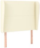vidaXL Hoofdbord met randen 103x23x118/128 cm kunstleer crèmekleurig