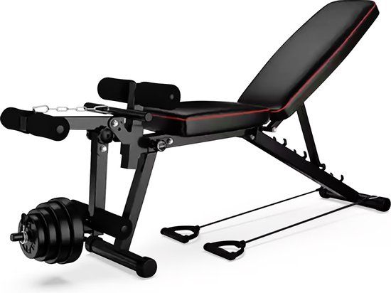 Luxari Fitness Bank Pro - Multi-functioneel - Halterbank, Buikspier bank & Been Extensie - Zwart