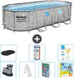 Bestway Ovaal Power Steel Swim Vista Zwembad - Steenprint - 549 x 274 x 122