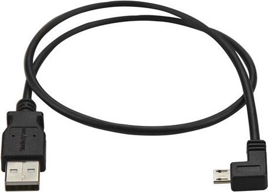 Startech 0,5 meter Micro USB oplaad en sync kabel - Haaks links