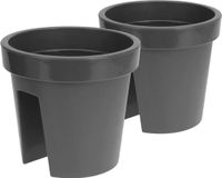 Pro Garden Pot de balcon en plastique/pot de fleurs - Lot de 2 pièces - anthracite - 28 x 25 cm