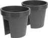 Pro Garden Pot de balcon en plastique/pot de fleurs - Lot de 2 pièces - anthracite - 28 x 25 cm