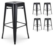 Tabouret de bar, métal, noir mat, hauteur 76 cm, set de 4