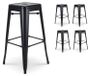 Tabouret de bar, métal, noir mat, hauteur 76 cm, set de 4