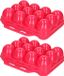 Plasticforte Boîte à œufs - 2x - organisateur de réfrigérateur porte-œufs - 12 œufs - rose - plastique - 20 x 18,5 cm
