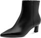 Tamaris - Dames - Enkellaarzen - Zwart - Synthetisch - Puntige neus - Ritssluiting - Kitten heel - 5-7 cm hakhoogte - Maat 40