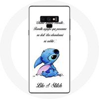 Maniacase Hoesje voor Samsung Galaxy Note 9 Lilo en Stitch Ohana Citation Wit
