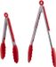 Langue en acier inoxydable sans marque avec embouts en silicone - Pinces de verrouillage antiadhésives de qualité supérieure pour la cuisine, le barbecue, le grill, la salade - Charge lourde, sans BPA (rouge)