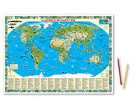 Illustrierte Krüger & Schönhoff Verlag Illustrierte Weltkarte Tiere