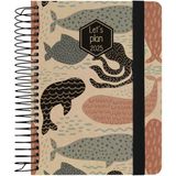 Grafoplás Nature Design Ballenas weekplanner 2025, A6, Spaans, spiraalbinding, hardcover, gerecycled karton, elastische sluiting, januari tot december, inclusief stickers, FSC-gecertificeerd