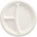 Papstar 50 assiettes en bagasse pur 3 compartiments Ø 23 cm · 2 cm blanc