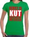 Bellatio Decorations Shoppartners Bv Foute Kerst t-shirt - Kerst is kut maar toch ook wel gezellig - groen - voor dames - kleding - trui shirt - kerstborrel M