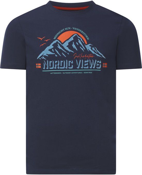 Jan Vanderstorm heren T-shirt - 64/66 - donkerblauw - Plus Size