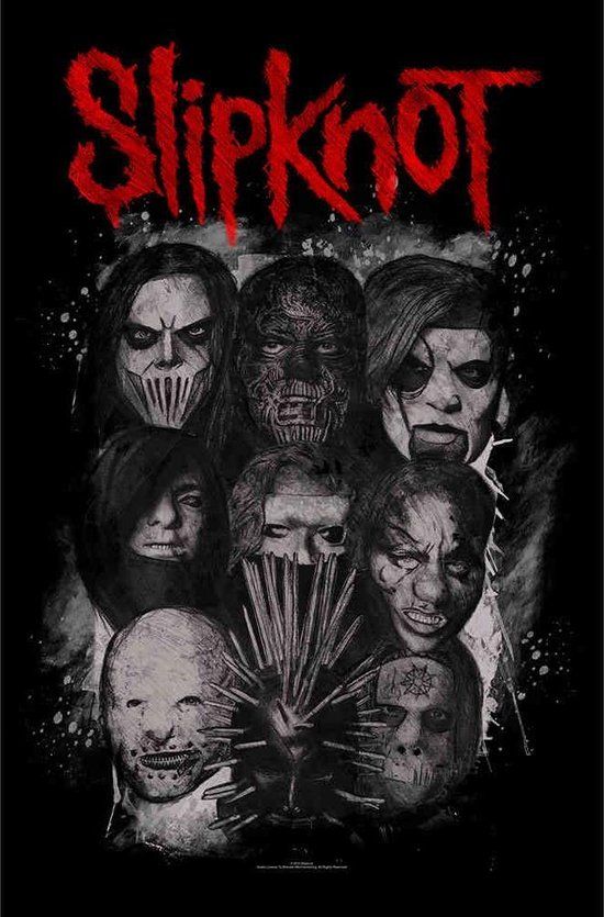 Slipknot Textiel Poster Flag - Masks Multicolours