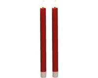 Anna's Collection Dinerkaarsen - 2 stuks - Rood - 25 cm - LED - 3D Vlam - Warm Wit Licht