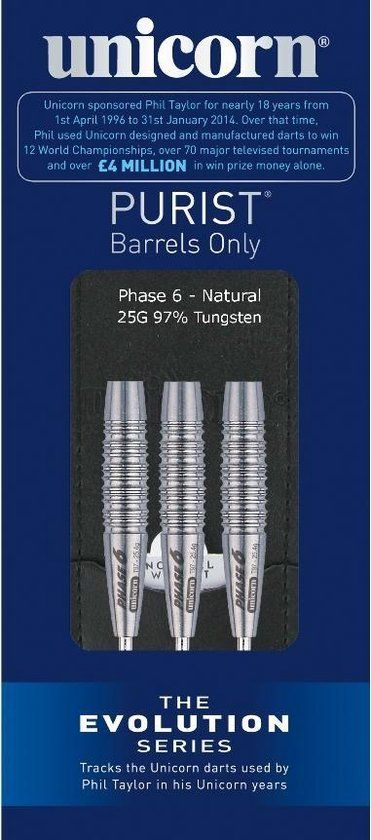 Unicorn Purist Evolution Phase 6 97% - 25g Steel Tip Darts