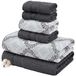 Modern Threads Capri 6-delige omkeerbare garengeverfde jacquard handdoekenset - badhanddoeken, handdoeken en washandjes - super absorberend en sneldrogend - 100% gekamd katoen, kolen