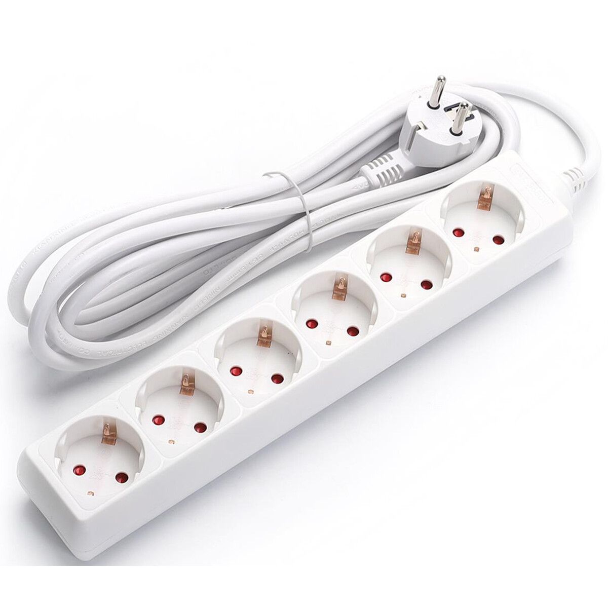 BES LED Verlengsnoer - Aigi Synci - 6 Stopcontacten - 3 Meter - Wit