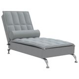 VidaXL Massage chaise longue met bolster stof lichtgrijs