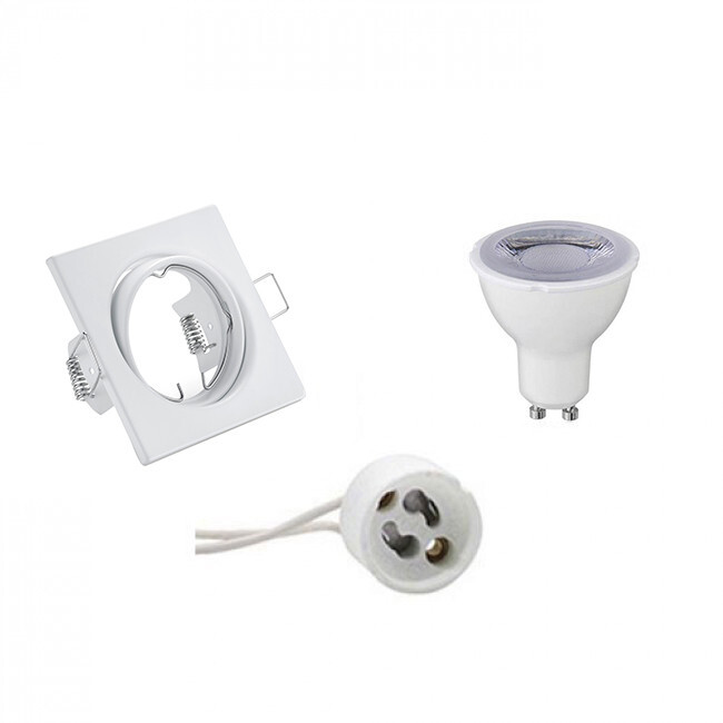 BES LED LED Spot Set - Trion - GU10 Fitting - Dimbaar - Inbouw Vierkant - Mat Wit - 6W - Helder/Koud Wit 6400K - Kantelbaar 80mm