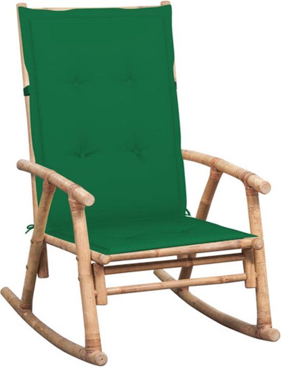 vidaXL Schommelstoel met kussen bamboe