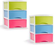 PlasticForte Organiseur de bureau - 2x - 3 tiroirs - Coloré - L26 x L37 x H37 cm