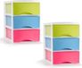 PlasticForte Ladeblokje/Bureau Organizer - 2x - 3 Lades - Gekleurd - L26 x B37 x H37 cm