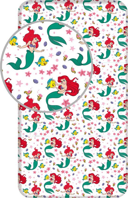 4KidsOnly Disney Kleine Zeemeermin Hoeslaken Ocean - Eenpersoons - 90 x 190/200cm - Katoen