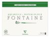 Clairefontaine 96432C Vierzijdig Gelijmd Blok Fontaine - 25 Vellen Wit Aquarelpapier 100% Katoen Grove Korrel Professionele Kwaliteit 42x56 cm 300g