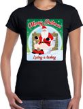 Bellatio Decorations Fout Kerstshirt / t-shirt - Merry shitmas losing a turkey - zwart voor dames - kerstkleding / kerst outfit XS