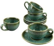 Set de 4 tasses à expresso en céramique avec soucoupes
