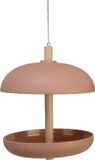 Decoris Vogel voedersilo hangend - bamboe hout - terra bruin - 21 x 25 cm