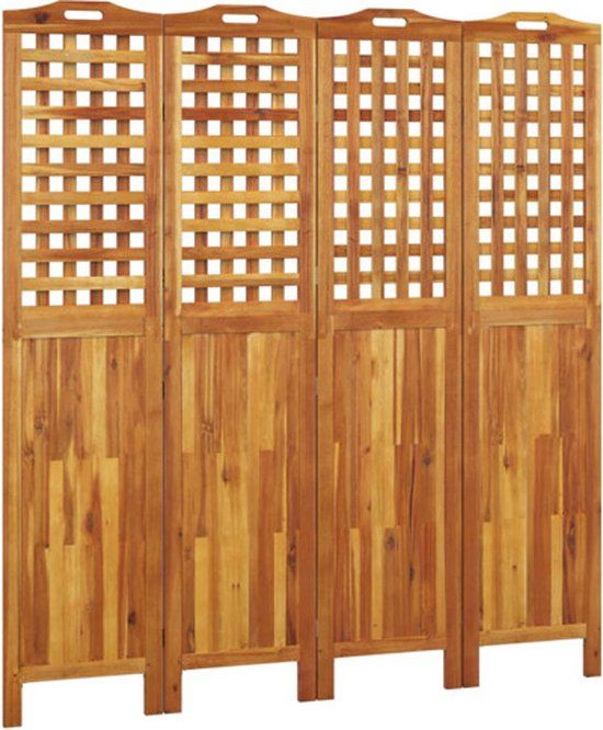 vidaXL Kamerscherm - 4 panelen - 162x180 cm - Massief Acaciahout - Bruin