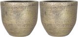 Floran 2x Keramische bloempot/plantenpot - Industrieel goud - D16 x H14 cm - Binnen - Romeinse stijl