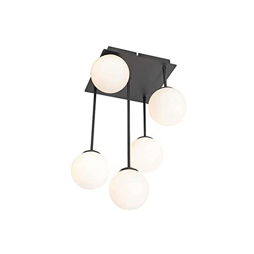 QAZQA Athens - Plafondlamp - 5-lichts - Zwart - G9