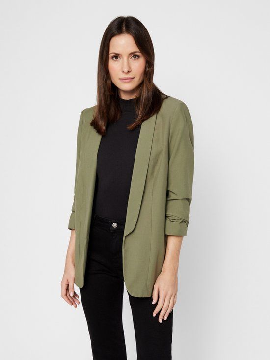 PIECES PCBOSS 3/4 BLAZER NOOS Women's Blazer - Size XS - Deep lichen green