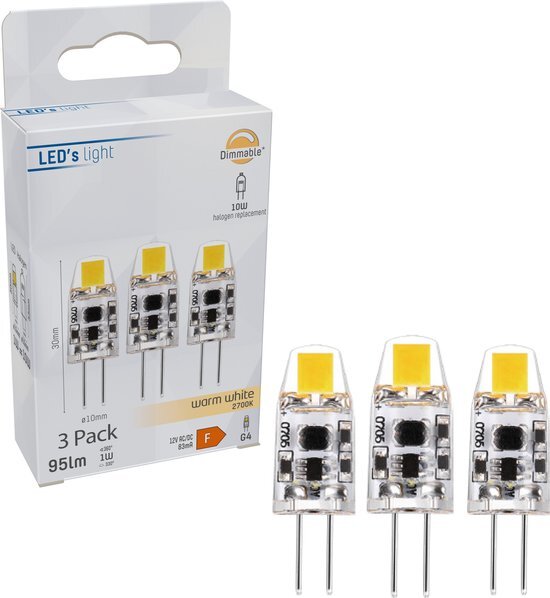 Proventa ProLong LED Lamp Capsule met G4 steekfitting - 12V - 1W vervangt 10W - Helder - 3 Steeklampen