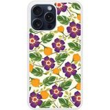 Apple Siliconen hoesje compatibel met iPhone 15 Pro Max Paarse Bloemen