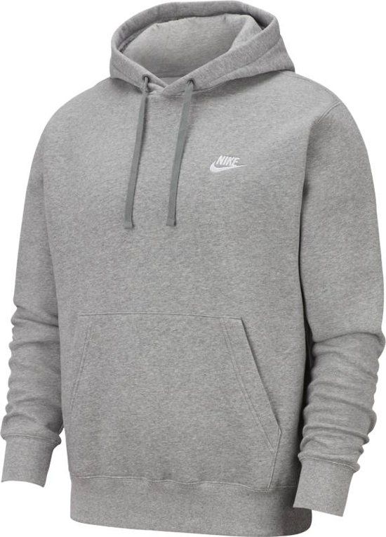 Nike NSW Club Hoodie PO BB Heren Sporttrui - Dk Grey Heather/Matte Silver/(White) - Maat XL