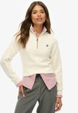 Superdry Essentials Slim Halve Rits Trui Dames Ecru Katoen Maat 12