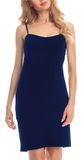 Merry Style Dames Onderjurk - Nachthemd - kort - V-neck - verstelbare Spaghetti bandjes - Viscose - Marineblauw - XL