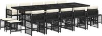 vidaXL 15-delige Tuinset met kussens, poly rattan, zwart