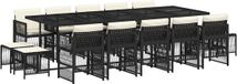 vidaXL 15-delige Tuinset met kussens, poly rattan, zwart