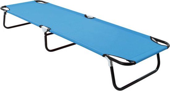 vidaXL Ligbed inklapbaar staal turquoiseblauw