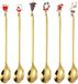 Unyqoos® Set de six cuillères festives en acier inoxydable avec décoration de Noël dans un emballage cadeau 13,5 CM
