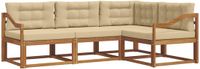 vidaXL - Hoek loungeset - 4 zitplekken - Natuurlijk en beige - Acacia hout